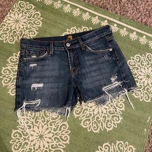 🎰 7 For All Mankind Distressed Custom Cut Off Shorts - Size 28